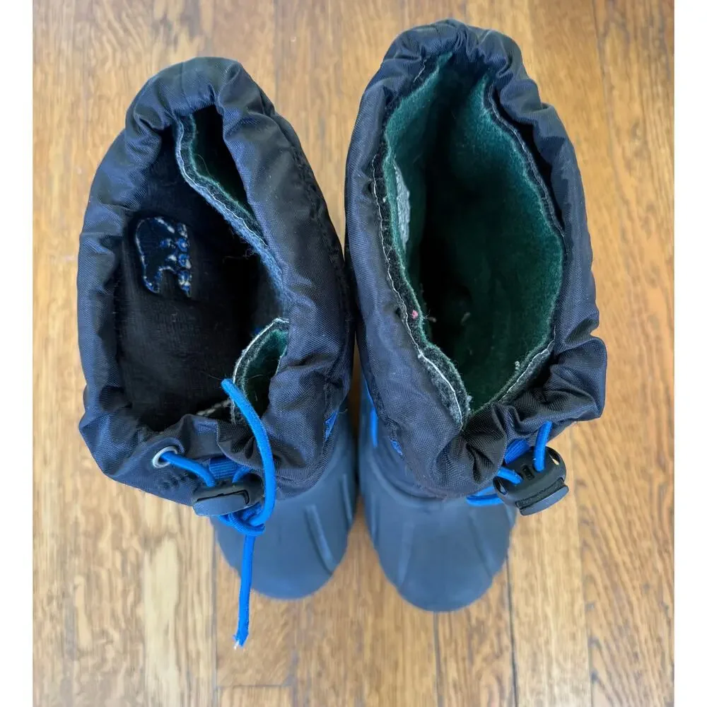 Sorel Boys' Blue and Black Winter Boots Size 5 Big Kid
